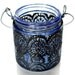 3 Small Morrocan Inspired Candle Lanterns, Amethyst Tinted  Glass With Black Accents
