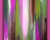 Art Abstract Acrylic Painting Modern Original Fine Art Titled: MAGICAL GARDEN 24x24x1.5" by Ora Birenbaum