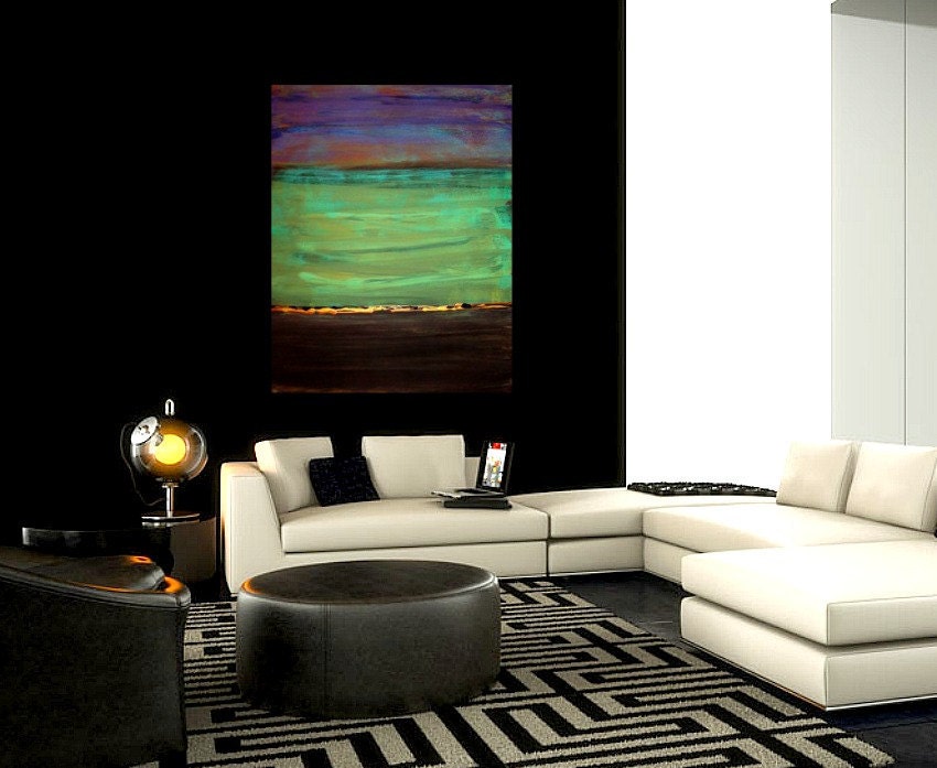 Abstract Acrylic Art Painting on Canvas Modern Contemporary Fine Art Title:JADE. 24X30X1.5" Ora Birenbaum Original Abstract Painting.