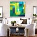 ORIGINAL Blue and Green Abstract Acrylic Painting on Gallery Canvas Titled: UPTOWN. 30x30x1.5" byOra Birenbaum Abstract.