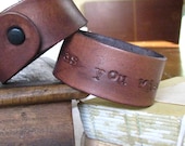 Hand Stamped Leather Cuff / Bracelet, AS YOU WISH