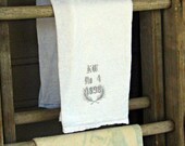 Vintage Flour Sack Tea Towel, European Artwork/Monogram, Cotton Tea Towel