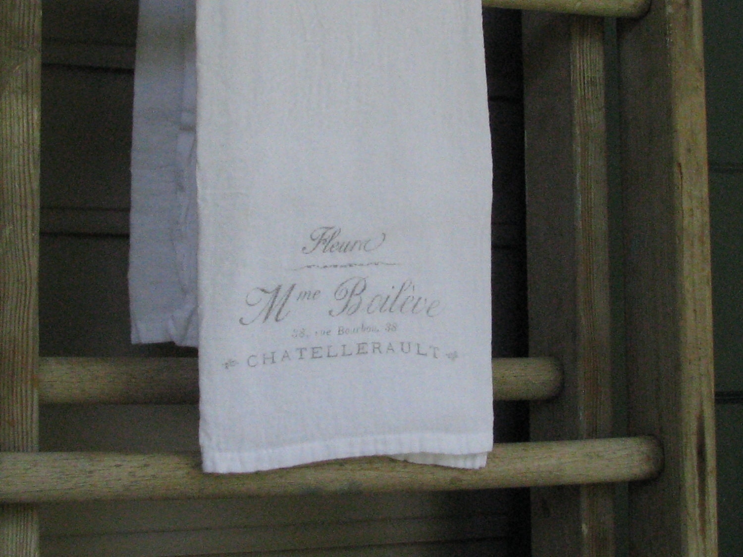 Vintage Flour Sack Tea Towel, French Fleura Advertisement, Cotton Tea Towel