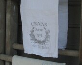 Vintage Flour Sack Tea Towel, French Grain Advertisement, Cotton Tea Towel