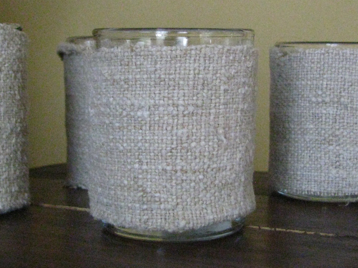 European Grain Sack / Flour Sack Covered Votives-SET