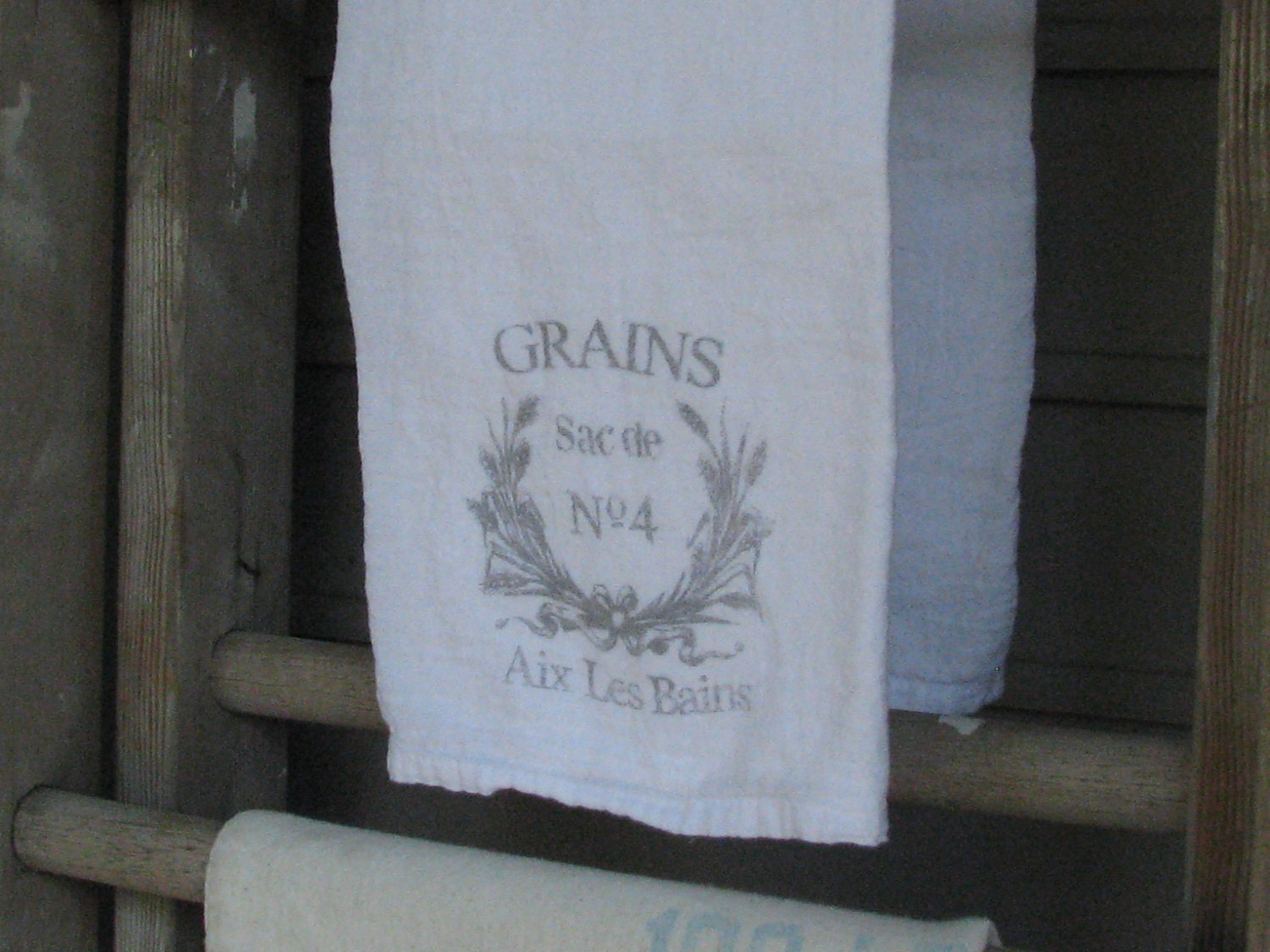 Vintage Flour Sack Tea Towel, French Grain Advertisement, Cotton Tea Towel