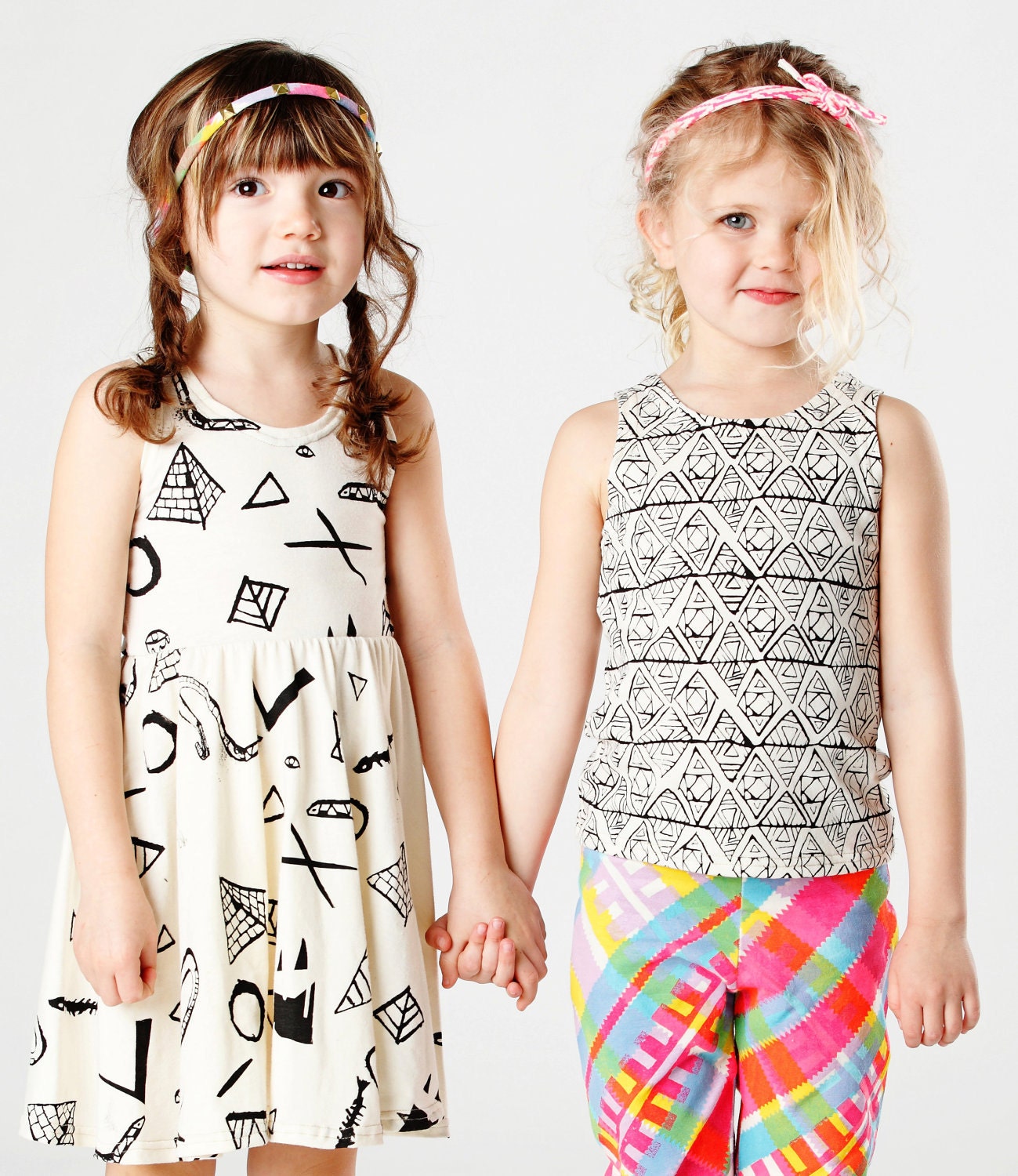 Twirling Dress in Black on Creme Snake Pyramid Print