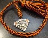San Francisco Giants Bookmarker - Halloween Orange and Black MLB Book Thong with Official Silver Charm - Great gift for men or boys
