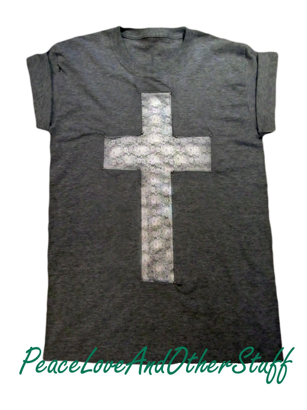 White lace cross, short sleeve t shirt - multiple colours
