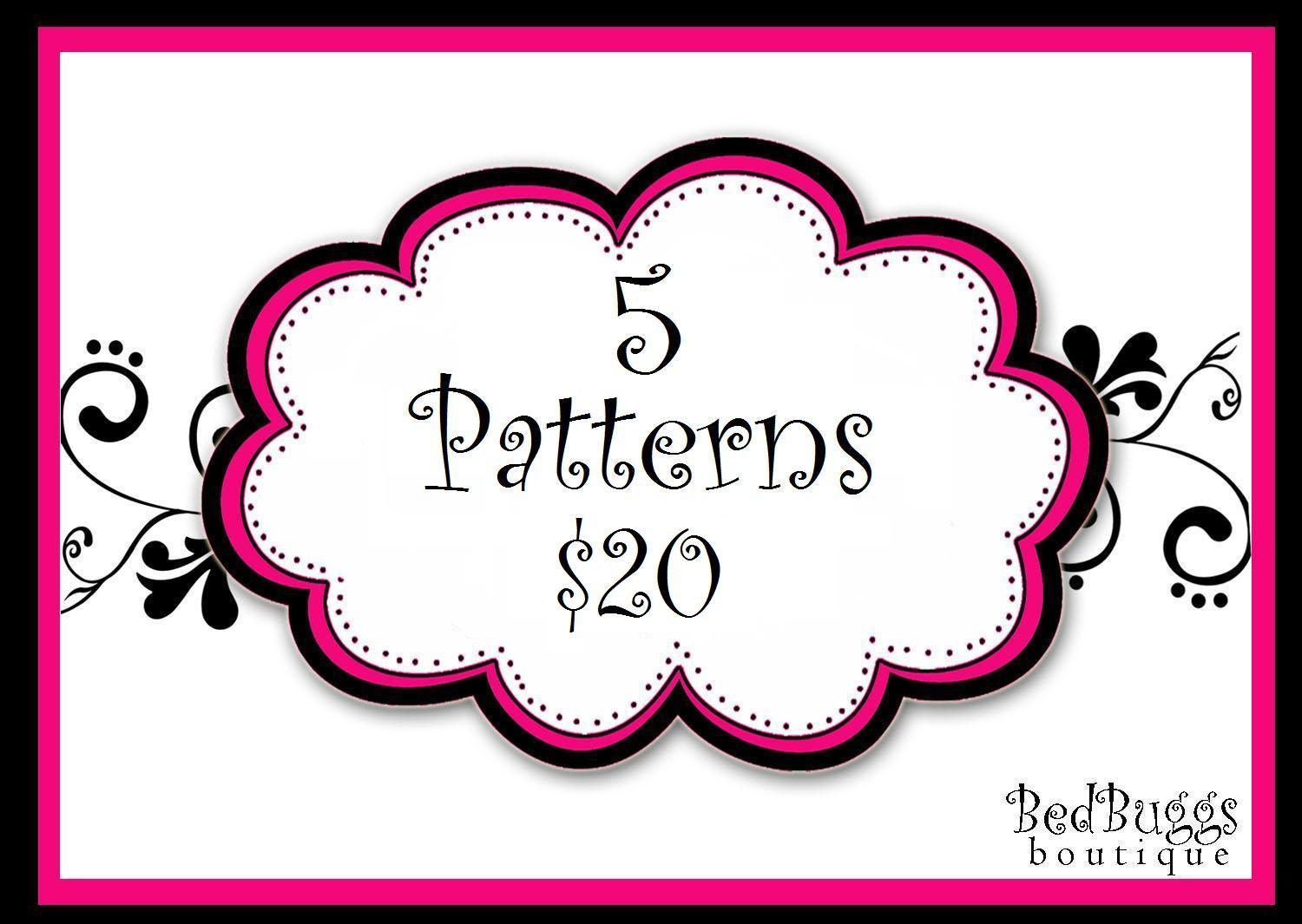 Pattern Package - Choose Any 5 PDF Tutorial BedBuggs Patterns- epattern ebook DIY
