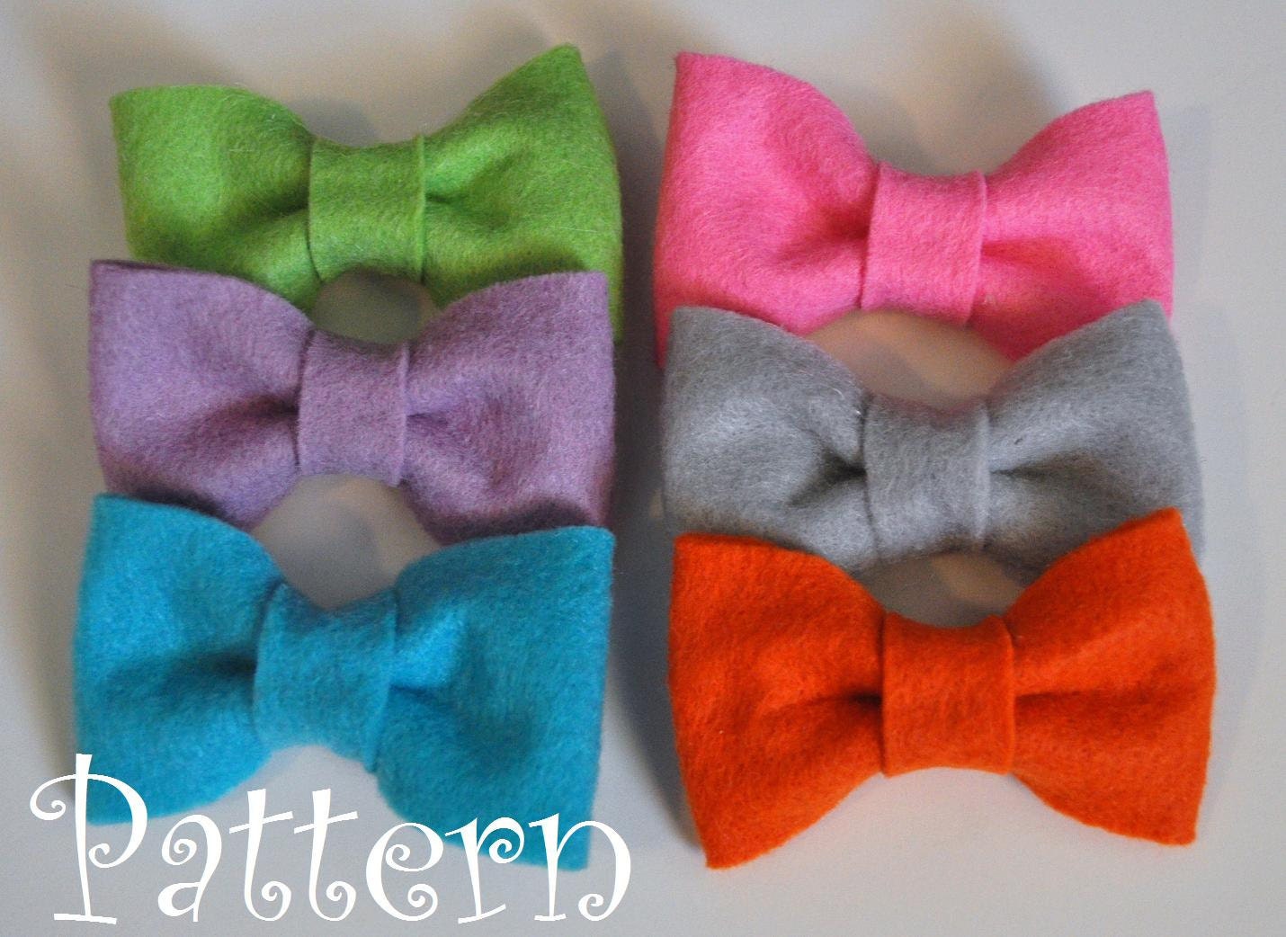 Felt Bow Tie Pattern Tutorial with Printable Templates 3 Bow Styles Included Hair clip, Baby Bow Tie, Baby Bow Headband