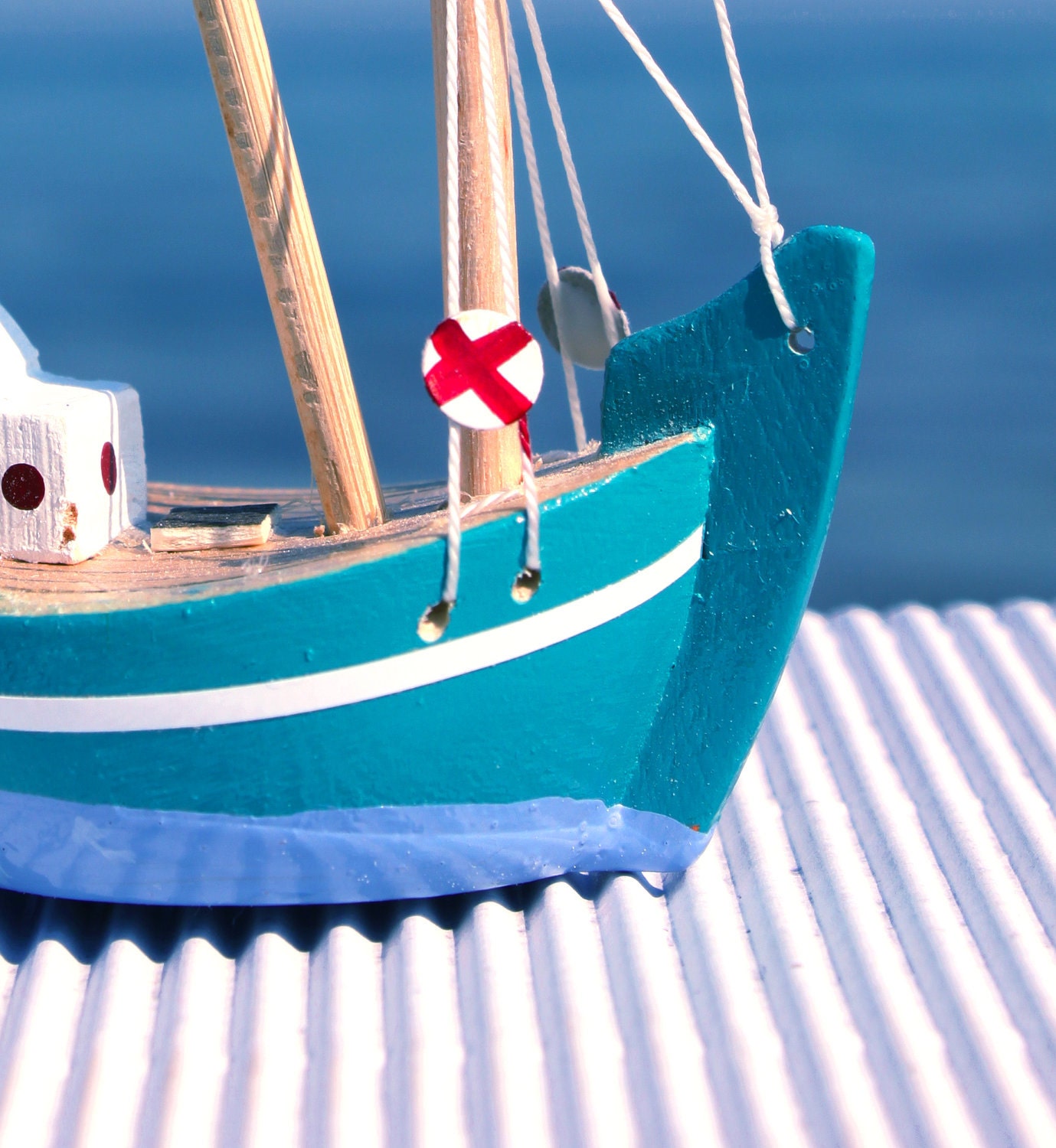 Wooden Boat - Fishing Boat - Trawler / Handmade - Hand Painted