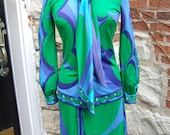 SALE  PUCCI 1960s Silk Jersey 2pc Blouse and Skirt