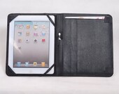 leather iPad case and leather portfolio for your iPad or iPad 2 with space for your notebook in Black