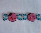 Pink Bubble Gum Candy Earrings - Shrink Film Charms with Silver Tone Posts Studs cute kawaii happy acrylic plastic