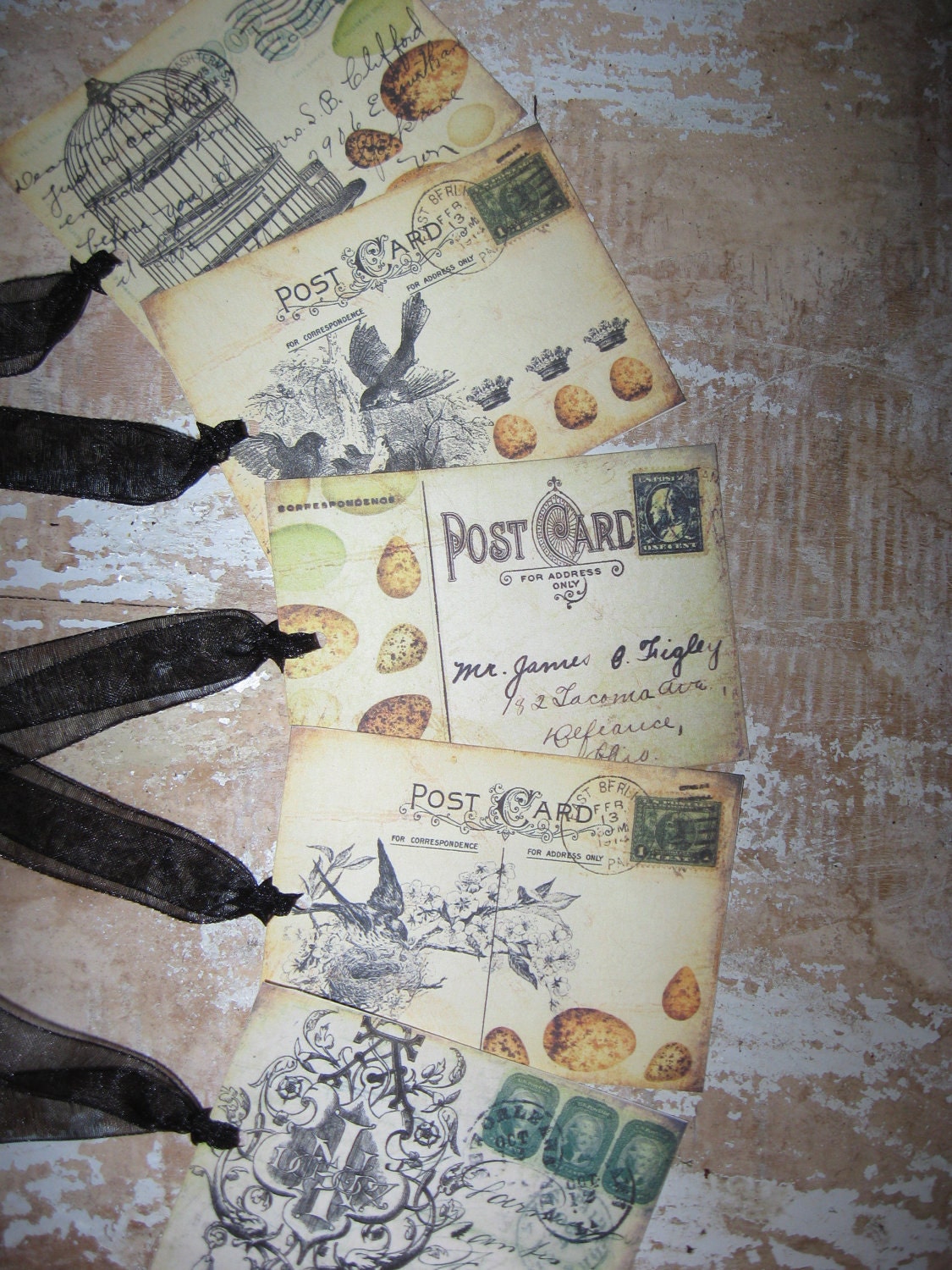 Gift Tag,  French, Bird, Postcard, French Postcard, Stationery, Gift Packaging