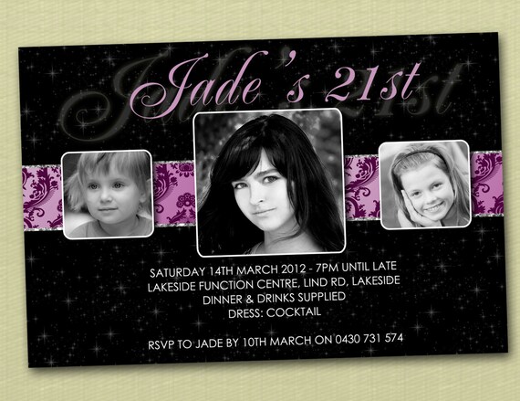 Personalised Bling Birthday Invitations 16th 18th 21st 30th - You Print Il_570xn