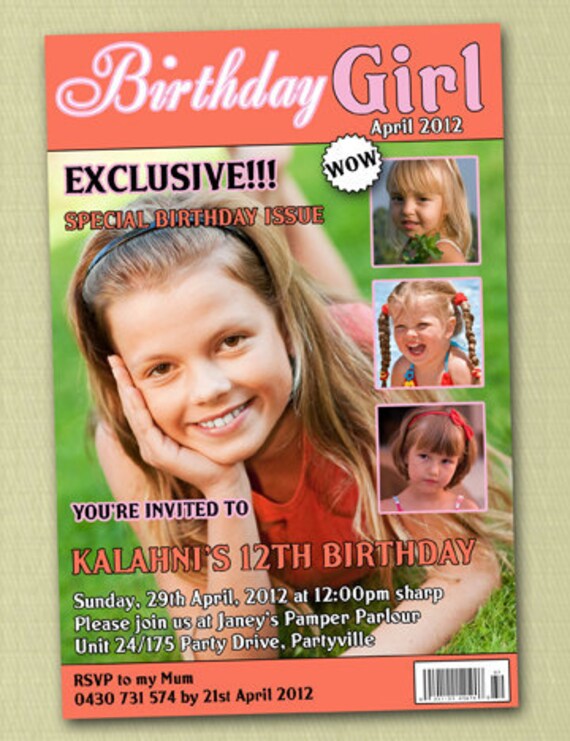 Magazine Cover Birthday Invitations - You Print Il_570xn