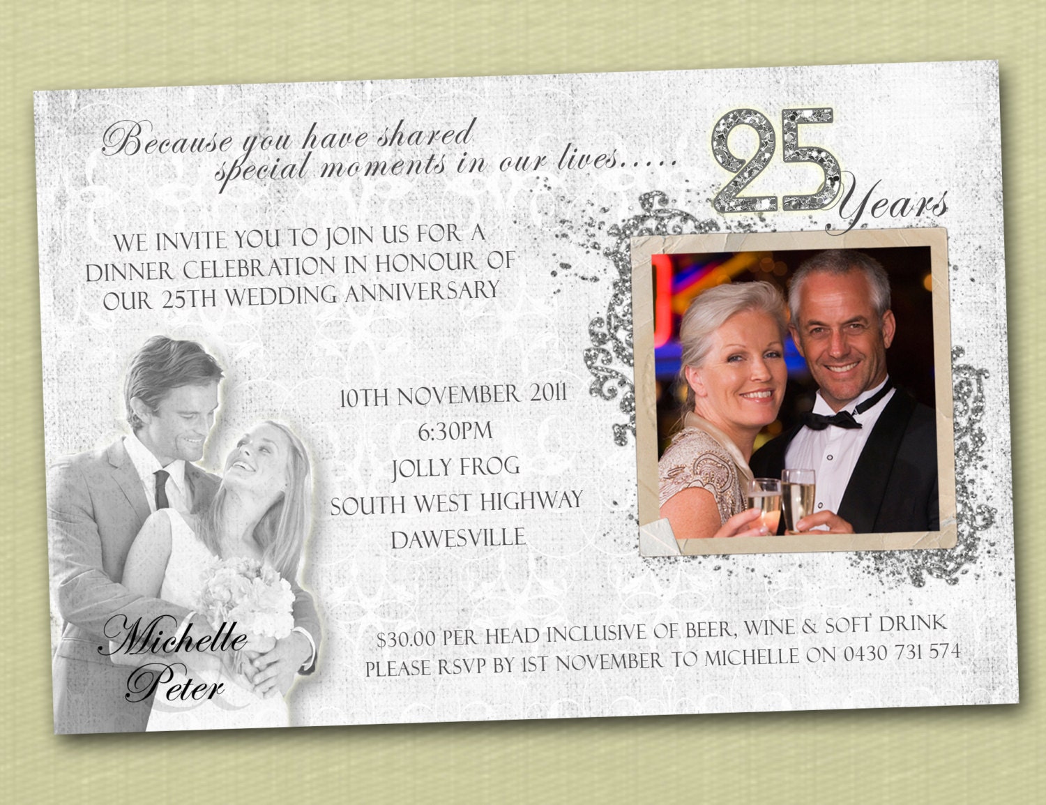Photo Personalised 25th Wedding Anniversary Invitations - You Print Il_570xn
