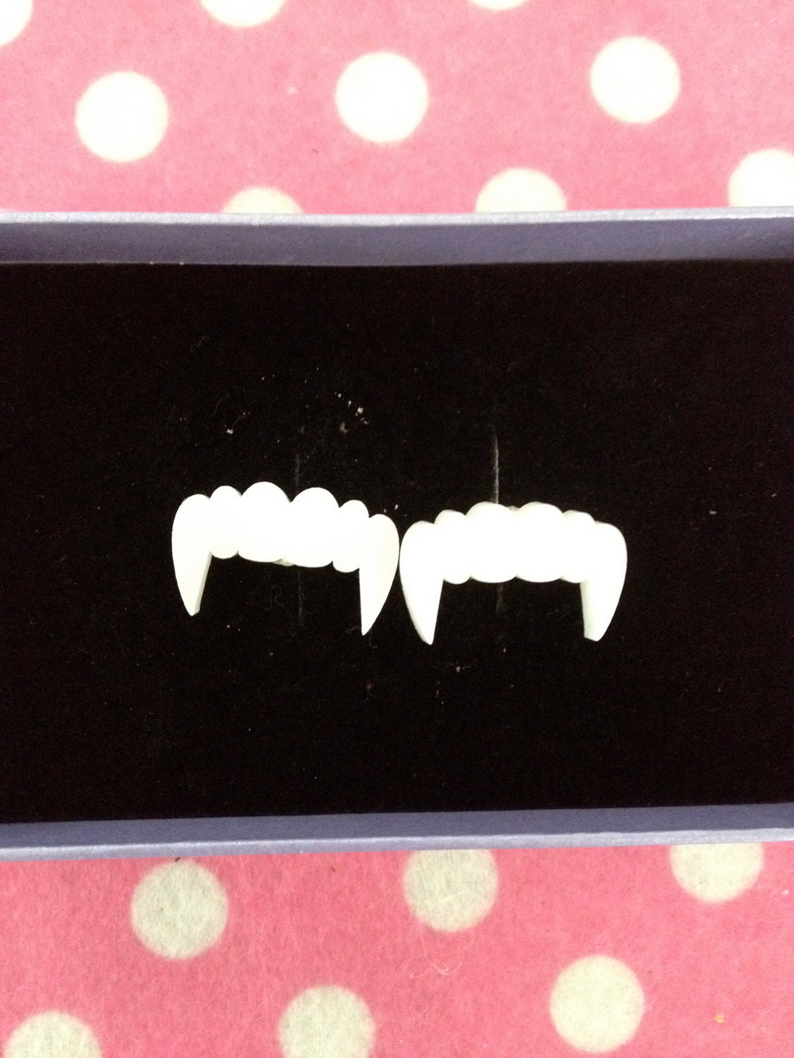 Cute Tiny White Acrylic Vampire Fangs Teeth Post Stud Earrings