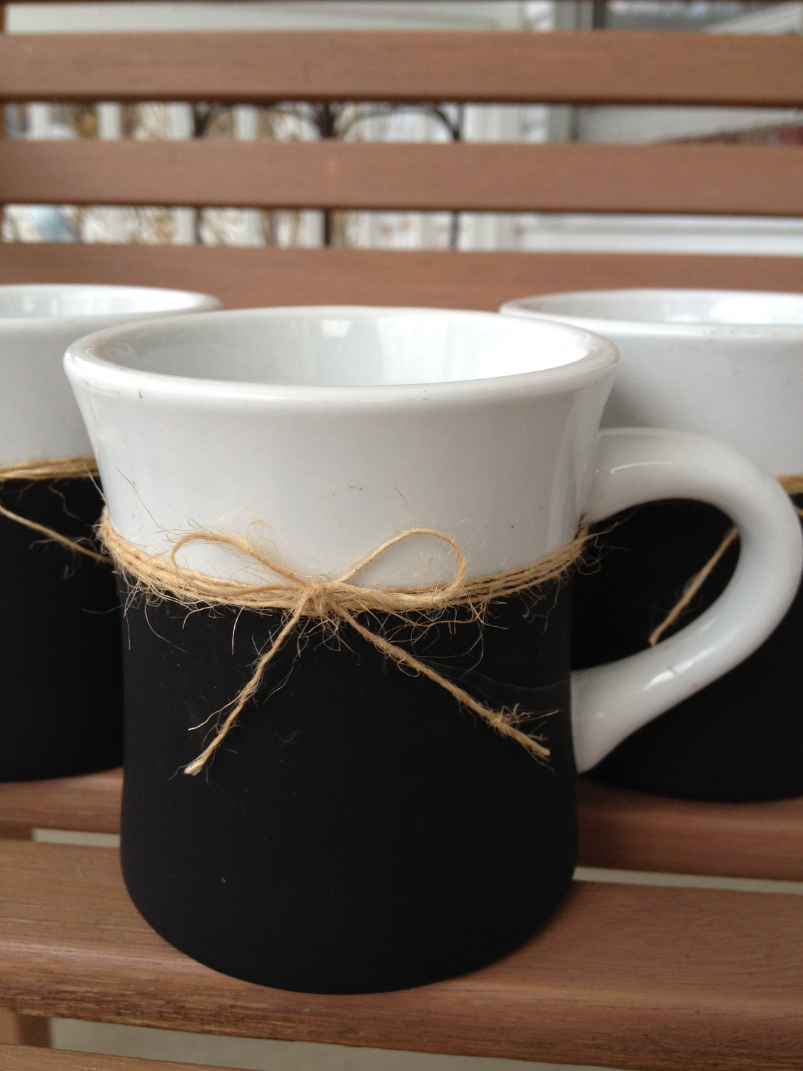 Chalkboard and Burlap Mug / Black / White / Custom Order / Chalk board / Teacher Gift / Wedding / Birthday