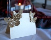 Wedding Name Place Cards Blank Escort Place Table for Calligraphy Pearl Paper, Swarovski Crystals and Butterfly - for Wedding, shower