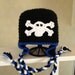 Skull and Crossbones Baby Punk Hat With Braided Tassels Crochet Made to Order