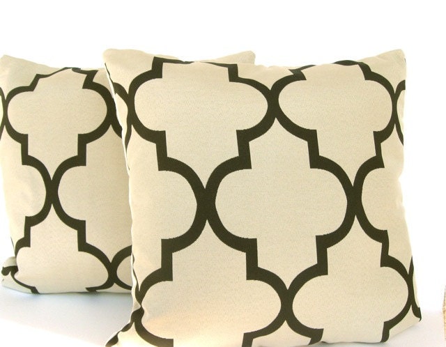 Decorative Pillow Cover- Throw Pillow-Accent Pillow- 18"x18"- Moroccan Trellis Midnight Blue/Cream