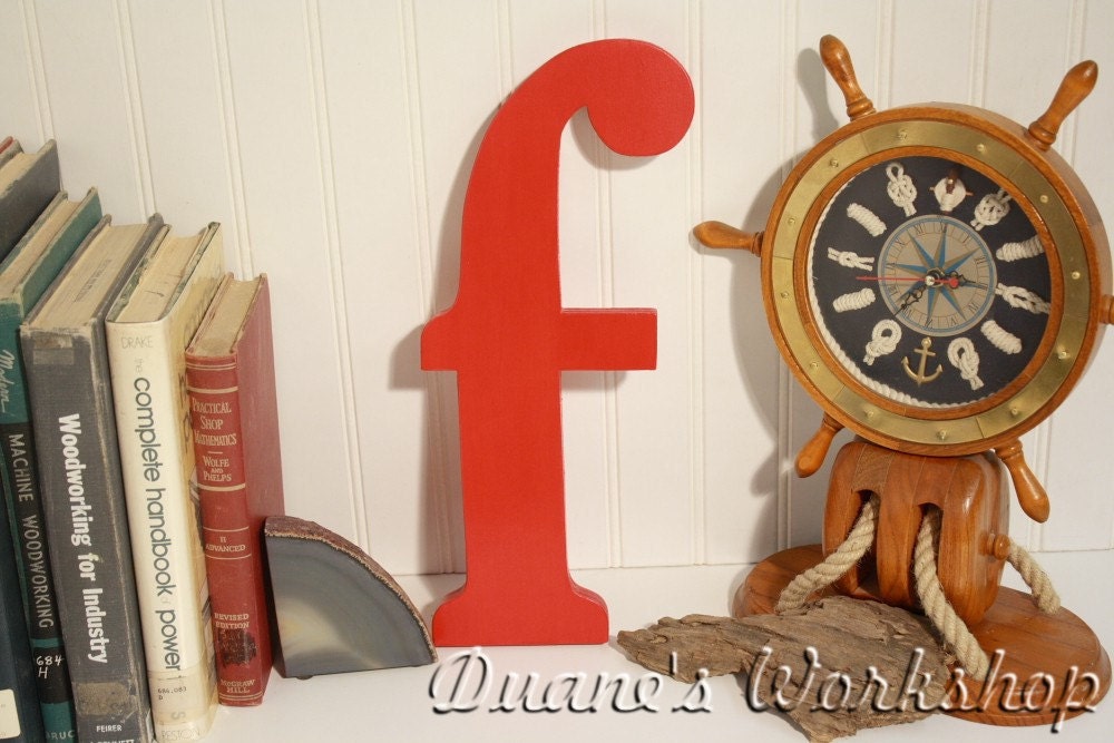 13" f wooden letter, Wall hanging, Shabby chic, beach decor, wooden letters, home decor, Housewares, Wall Decor