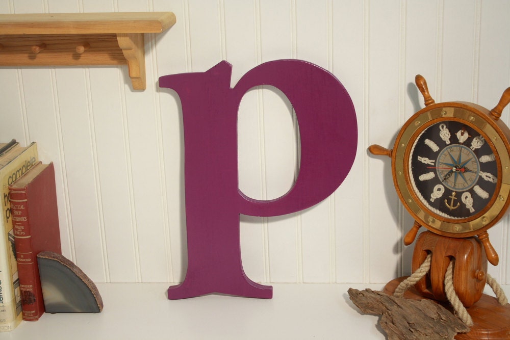 13" p wooden letter, Wall hanging, Shabby chic, cottager, wooden letters, home decor, Housewares, Wall Decor