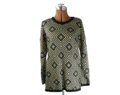 1970s / 1980s Oversized Sweater, Black and Gold Fair Isle, XS / S / M / L / Xl