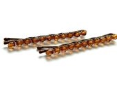 Beaded Bobby Pins: dark amber hand beaded bobby pins for hair, gifts for her, hair accessories, girls, women, brown bobby pins