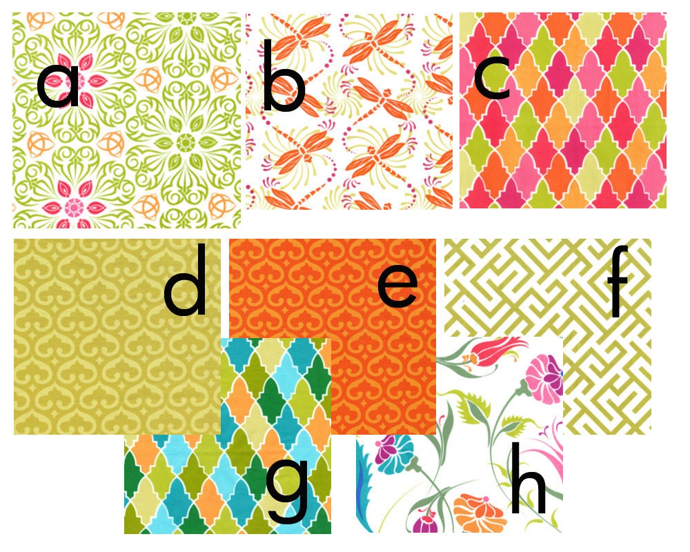 Custom 5 piece Baby Bedding Set--Three-paneled Crib skirt, bumper pads, and sheets (Grand Bazaar)