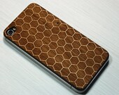 Honeycomb 3 Etching on Real Wood iPhone Skin Sticker