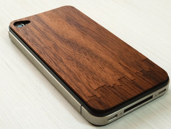San Francisco Skyline Etching on Real Wood iPhone Skin Sticker
