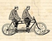 INSTANT DOWNLOAD Tandem Bike Bicycle for Two Digital Download for Iron on Transfer Papercrafts Pillows T-Shirts Tote Bags Burlap No 00408