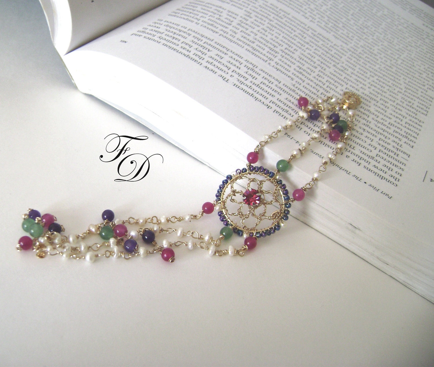 Wire crochet 14k gold Bracelet,Amethyst,Ruby Jade ,Green Aventurine and Freshwater Pearls earrings,Gemstone earrings-Lalita earrings