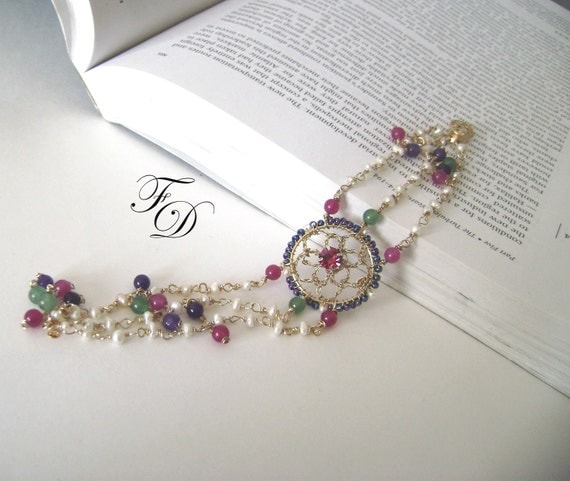 Wire crochet 14k gold Bracelet,Amethyst,Ruby Jade ,Green Aventurine and Freshwater Pearls earrings,Gemstone earrings-Lalita earrings