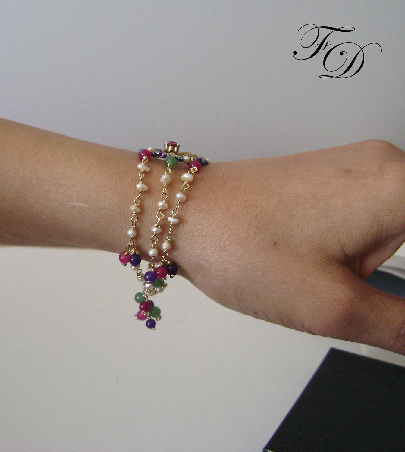 Wire crochet 14k gold Bracelet,Amethyst,Ruby Jade ,Green Aventurine and Freshwater Pearls earrings,Gemstone earrings-Lalita earrings