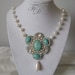 Pearl and Turquoise Gemstone Sterling silver necklace,statement necklace