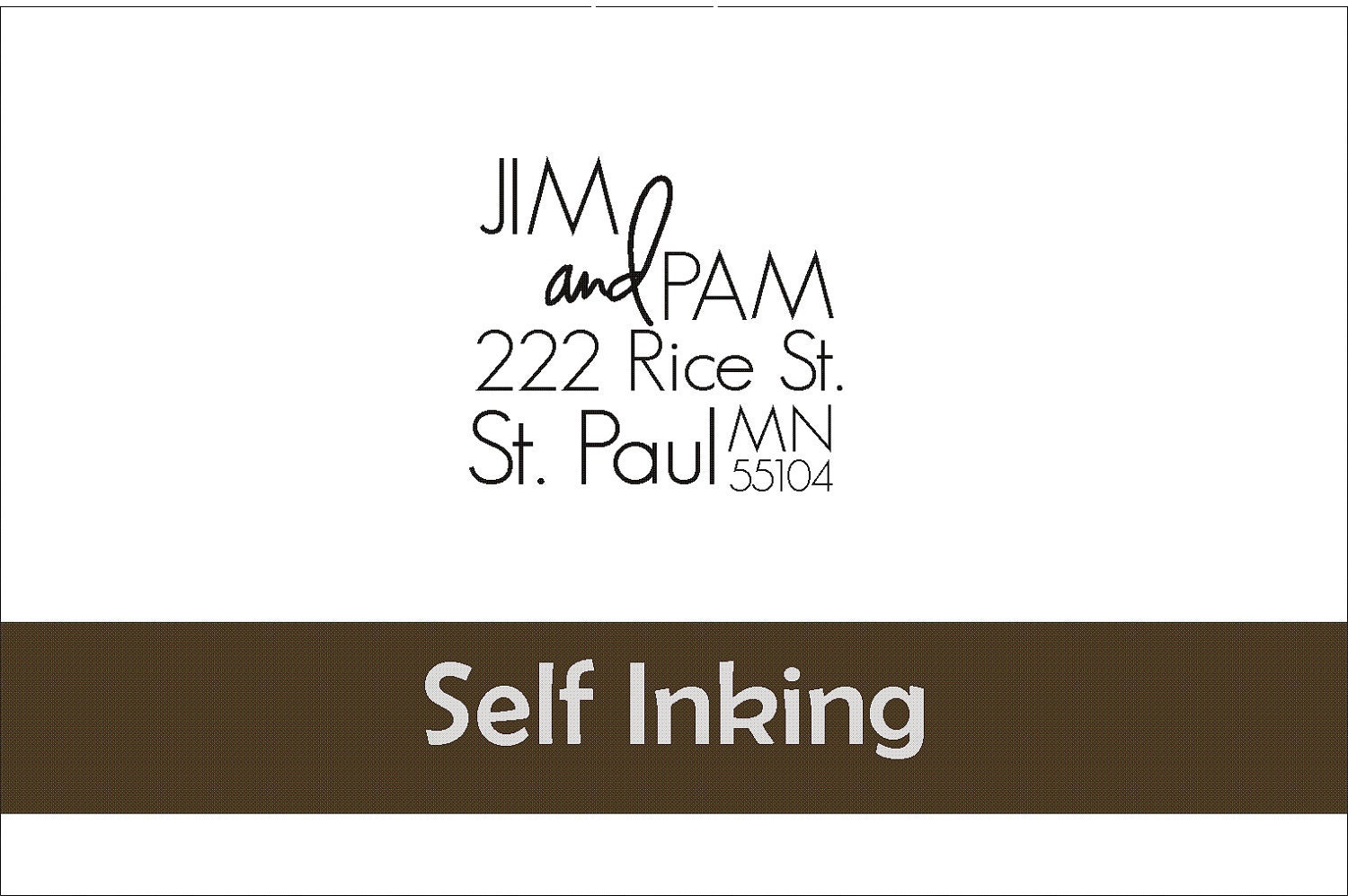 Custom Address Self Inking Stamp -  Jim & Pam