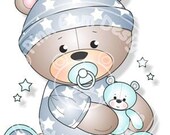 Digital (Digi) Baby Boy Teddy Stamp