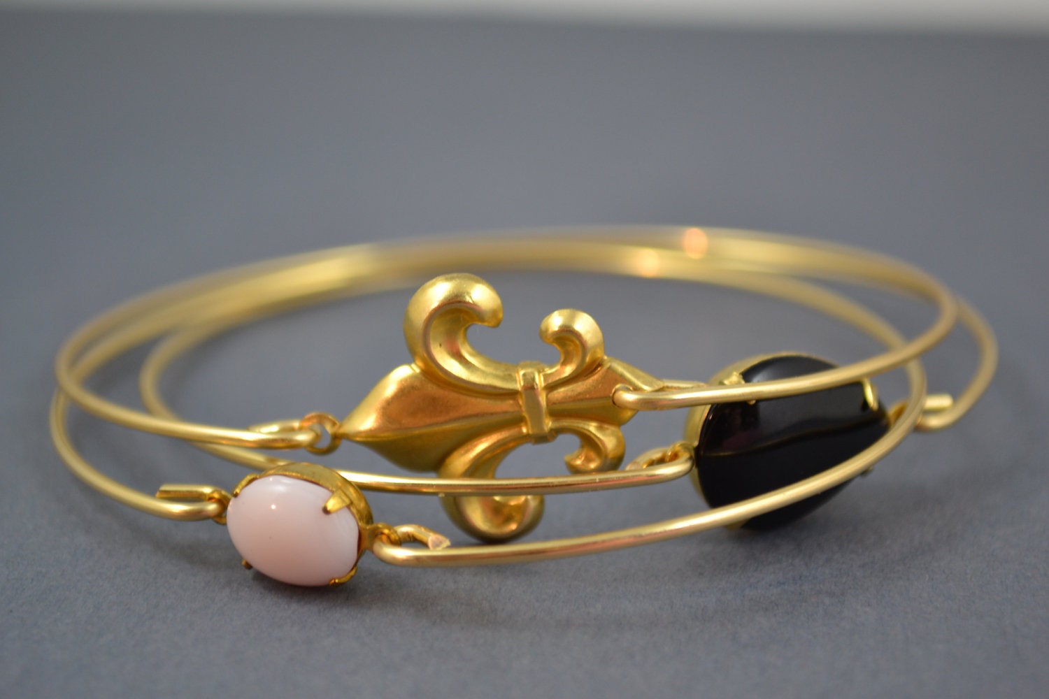 Fleur De Lis bangle bracelet , Gold bangle, Gold bracelet, French Bracelet