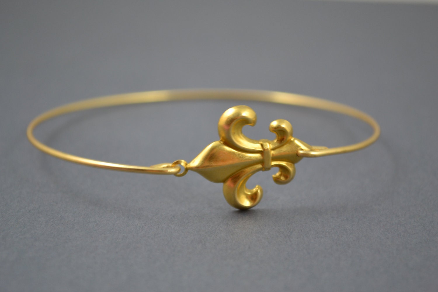 Fleur De Lis bangle bracelet , Gold bangle, Gold bracelet, French Bracelet