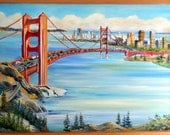 Golden Gate Way, San Francisco Bay Oil, Framed 36 x 24 in., Original Dan Leasure Oil, Framed 36 x 24 in