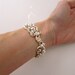 Crystal Cuff Bracelet Pearl White Leather and Swarovski AB Rhinestones Brides Bridesmaids Wedding Bling