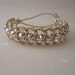 Crystal Cuff Bracelet Pearl White Leather and Swarovski AB Rhinestones Brides Bridesmaids Wedding Bling
