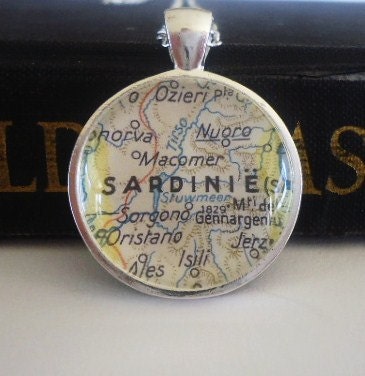 Pendant Sardinia jewelry vintage map pendant photo art pendant from parisjewelryaisha ask for your favorite city or place