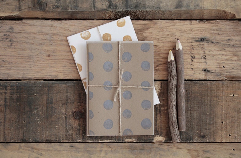 polka dot blank notecard set. pewter.