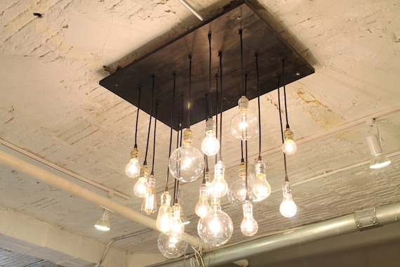 Industrial Chandelier with vintage bulbs
